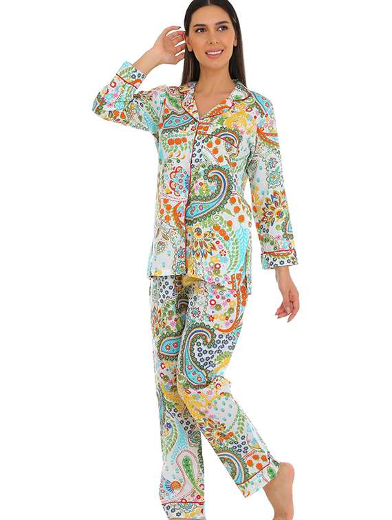women printed nightwear pyjama set - 22272466 -  Standard Image - 2