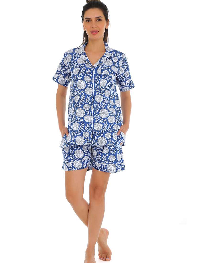 women printed nightwear shorts set