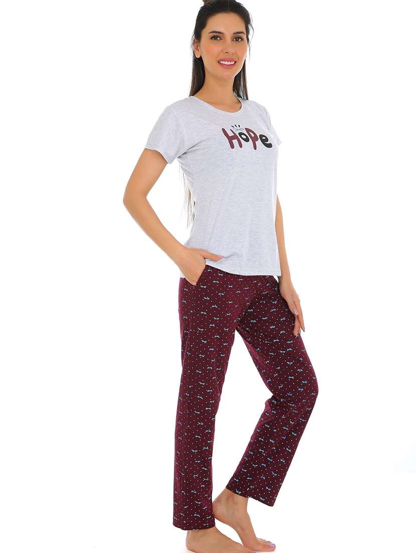 women printed nightwear pyjama set - 22272473 -  Standard Image - 2