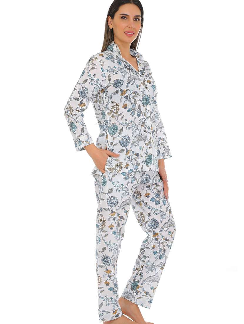 women printed nightwear pyjama set - 22272487 -  Standard Image - 2