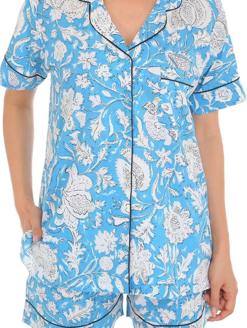 women printed nightwear shorts set - 22272496 -  Standard Image - 2