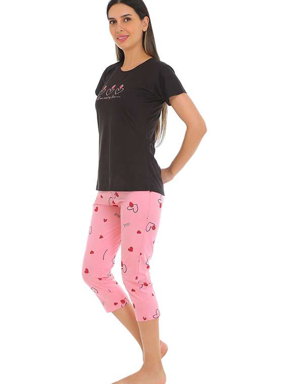 women printed nightwear capri set - 22272506 -  Standard Image - 2