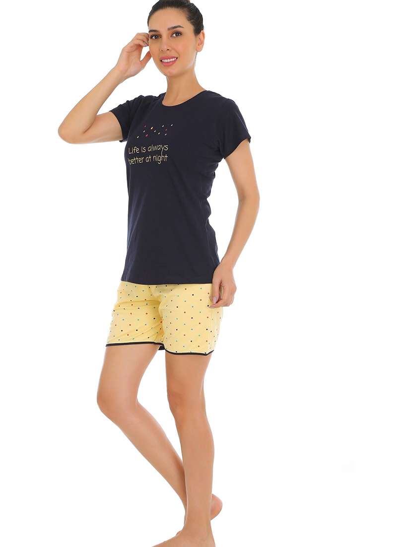 women printed nightwear shorts set - 22272512 -  Standard Image - 2