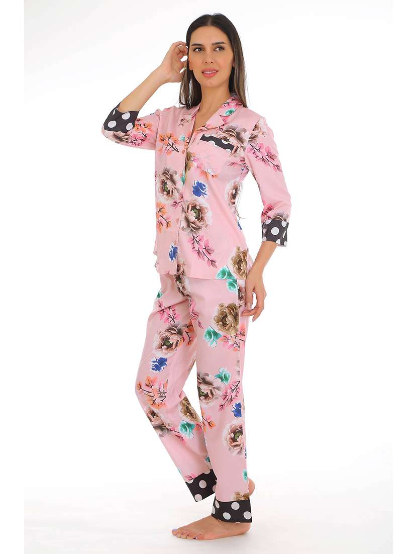 women printed nightwear pyjama set - 22272517 -  Standard Image - 2