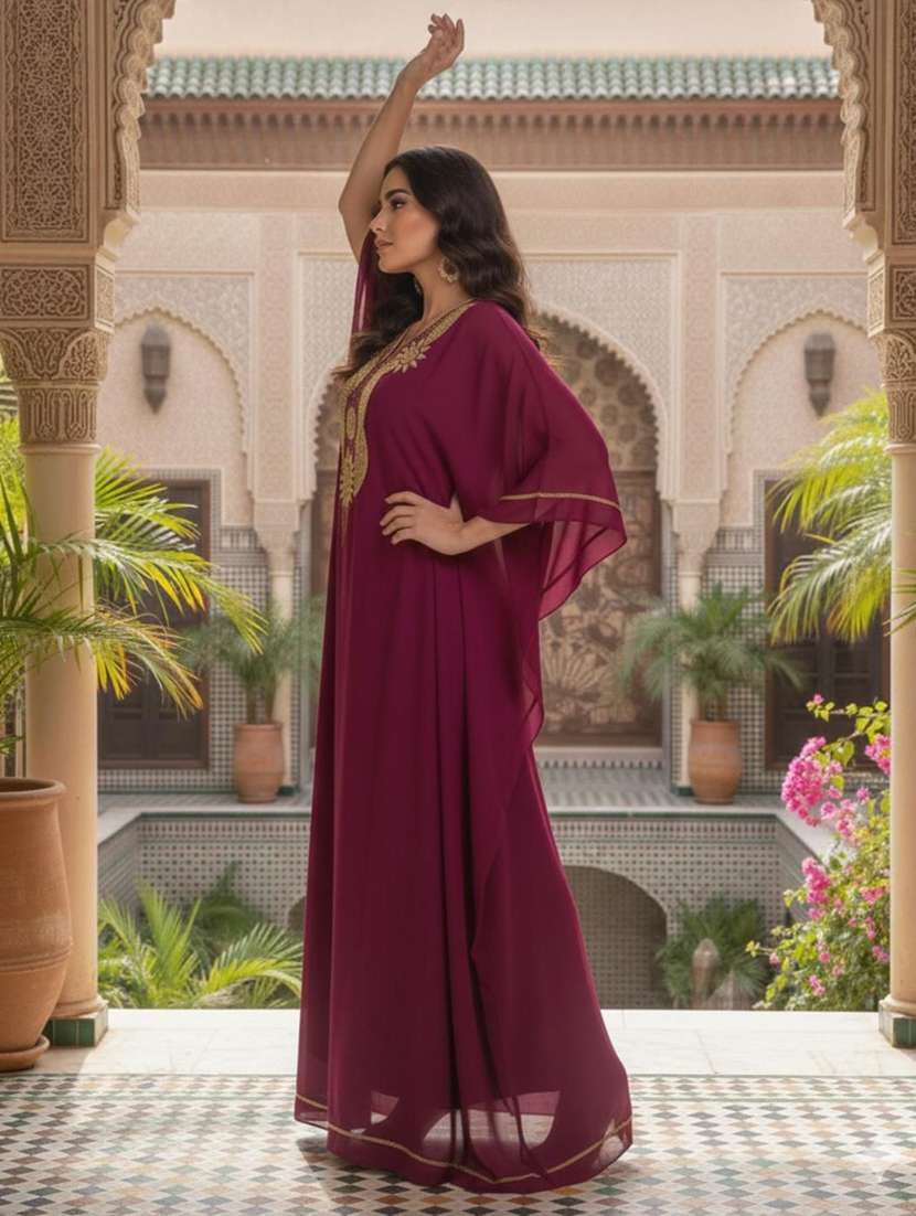 women embroidered kimono sleeve kaftan dress - 22272573 -  Standard Image - 2