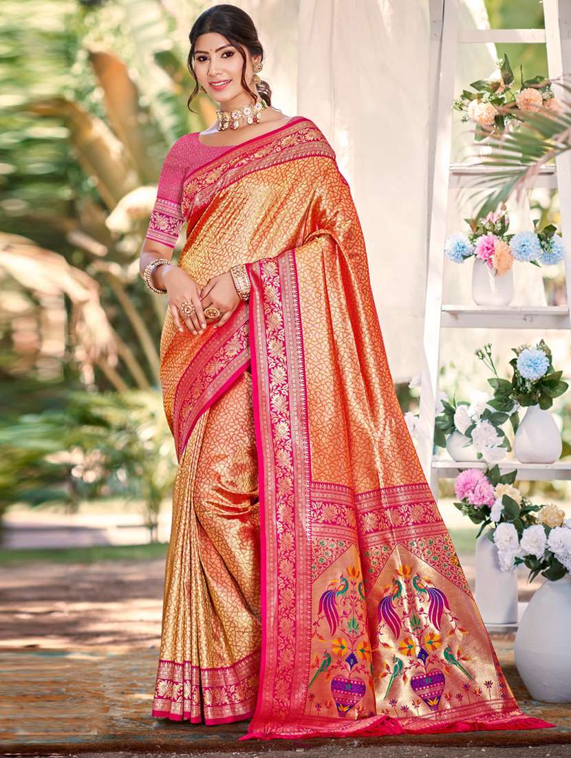 women self design kanjivaram saree with blouse