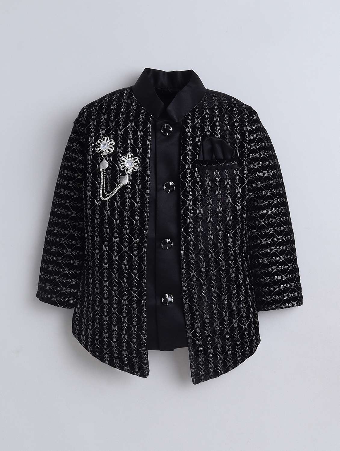 boys embroidered long sleeve sherwani set - 22272679 -  Standard Image - 2