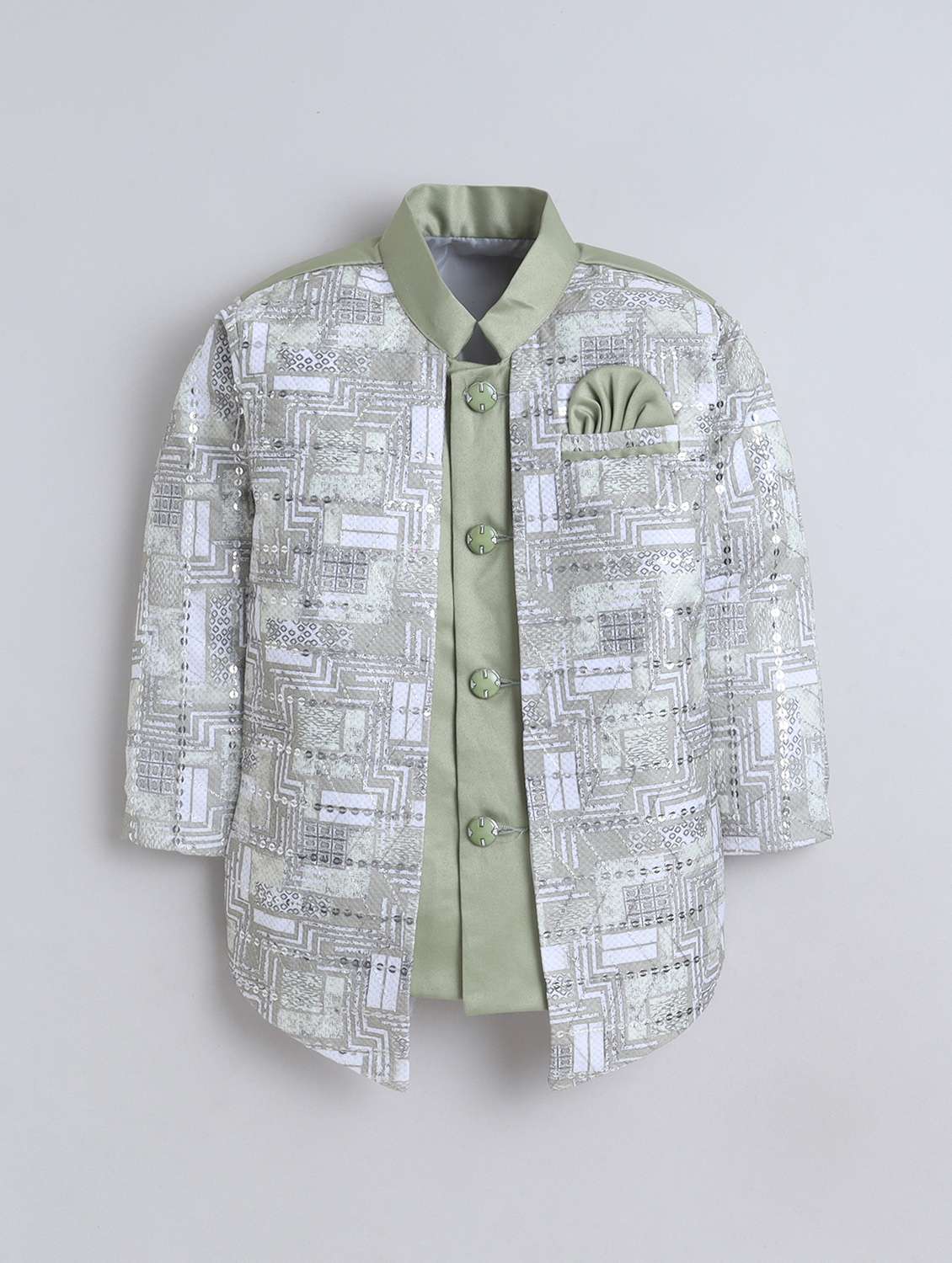 boys printed long sleeve sherwani set - 22272683 -  Standard Image - 2