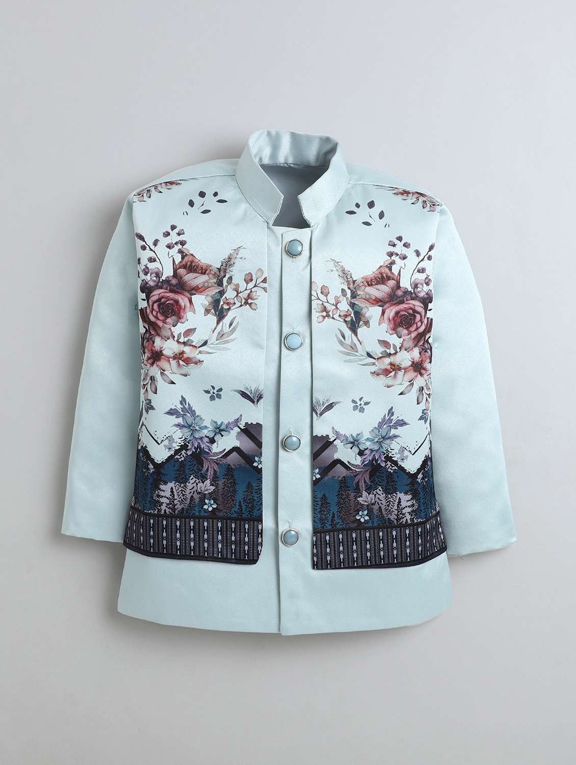 boys printed long sleeve sherwani set - 22272710 -  Standard Image - 2