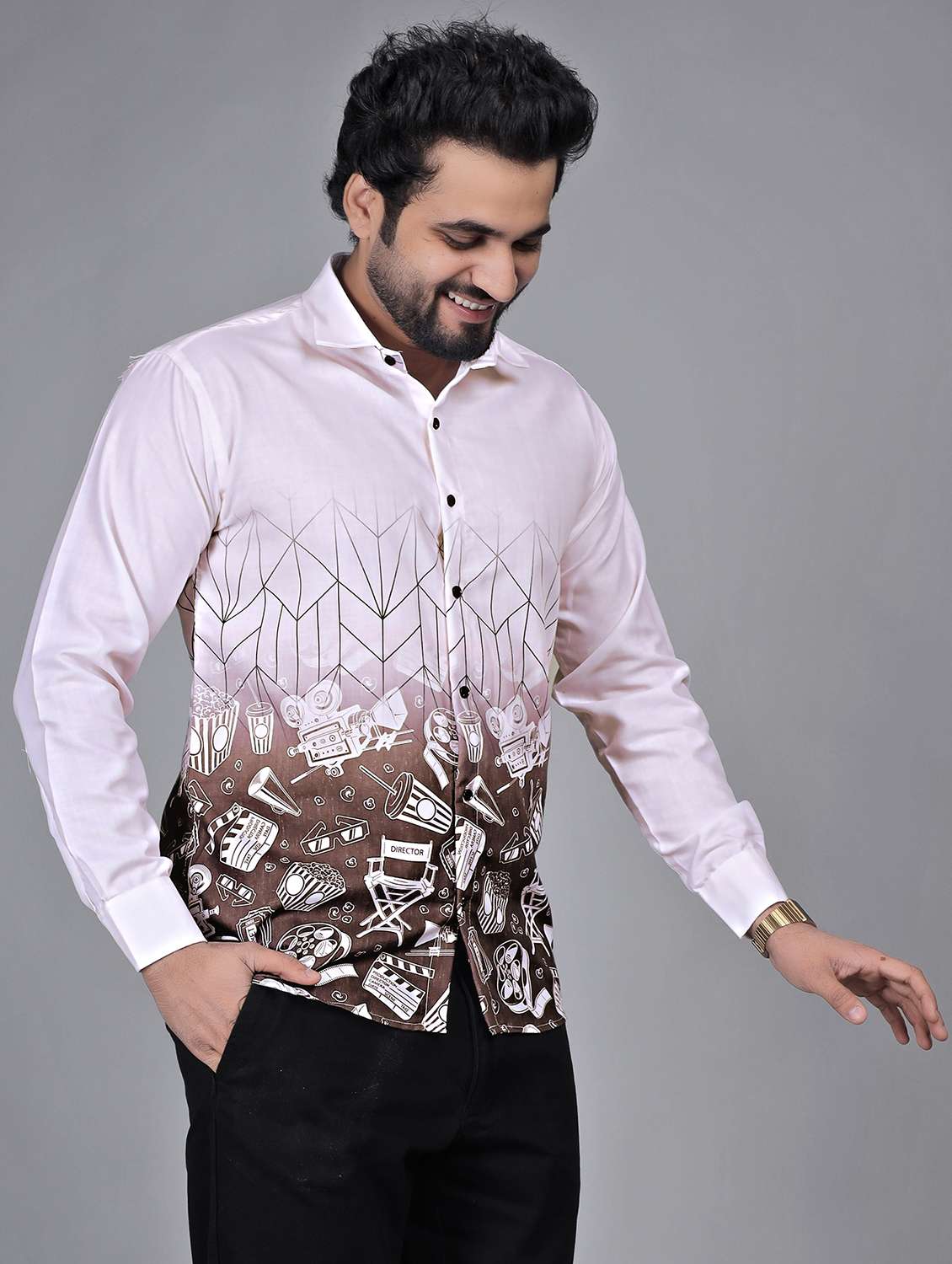 men printed long sleeve regular fit casual shirt - 22272734 -  Standard Image - 2