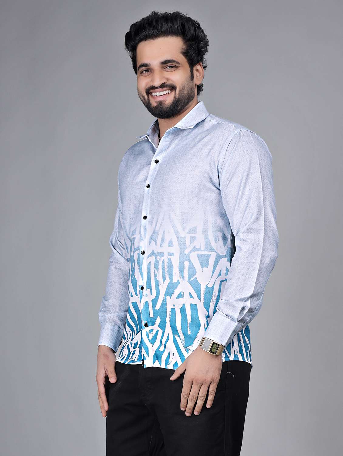 men printed long sleeve regular fit casual shirt - 22272735 -  Standard Image - 2