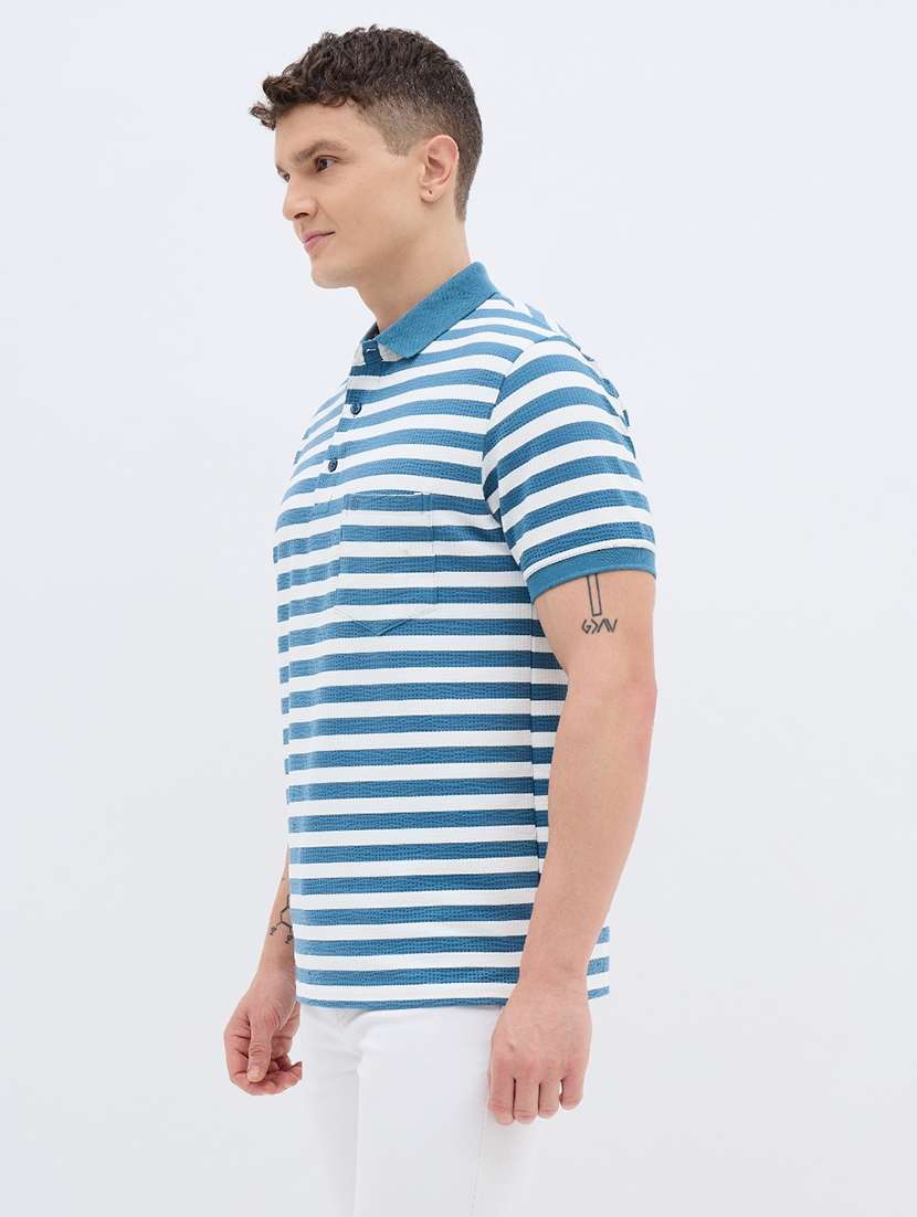 men striped short sleeve regular fit polo t-shirt - 22272858 -  Standard Image - 2