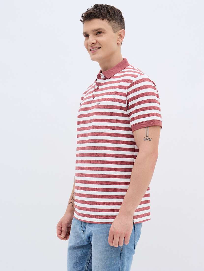 men striped short sleeve regular fit polo t-shirt - 22272861 -  Standard Image - 2