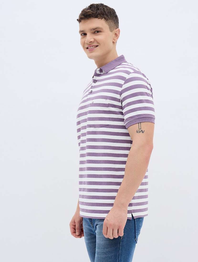 men striped short sleeve regular fit polo t-shirt - 22272863 -  Standard Image - 2
