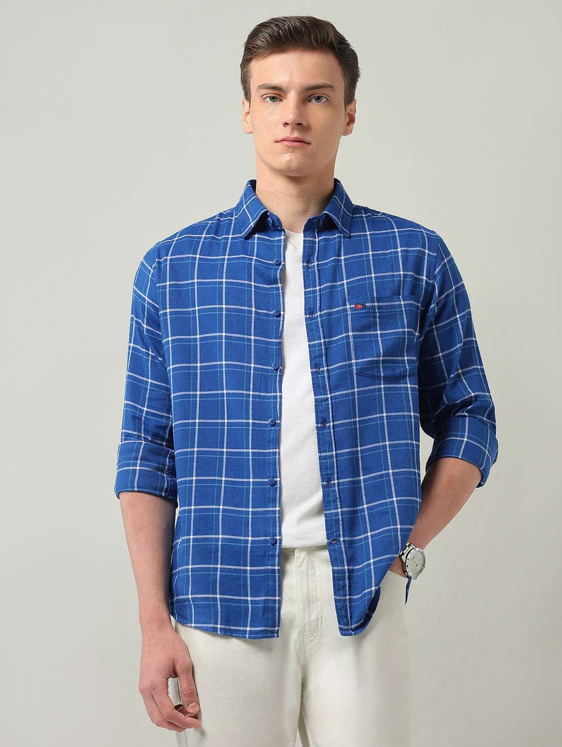men checkered long sleeve regualr fit casual shirt
