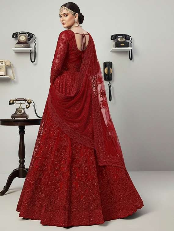 women solid with work semi stitched fit & flare gown - 22272899 -  Standard Image - 2