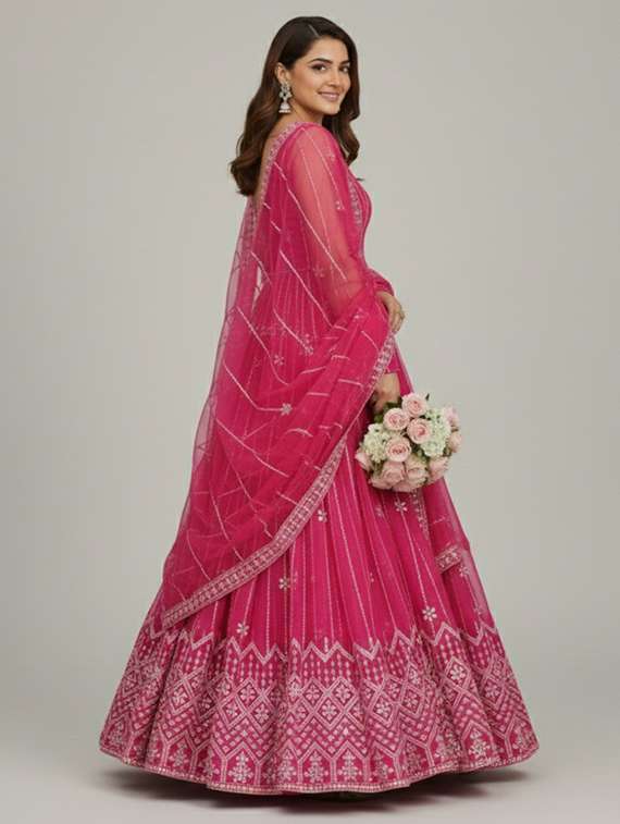 women solid with work semi stitched fit & flare gown - 22272909 -  Standard Image - 2