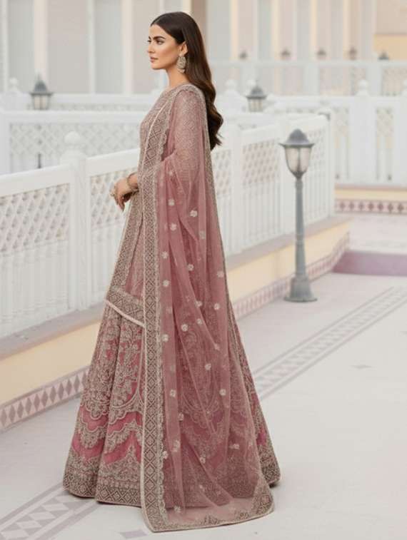 women solid with work semi stitched fit & flare gown - 22272919 -  Standard Image - 2