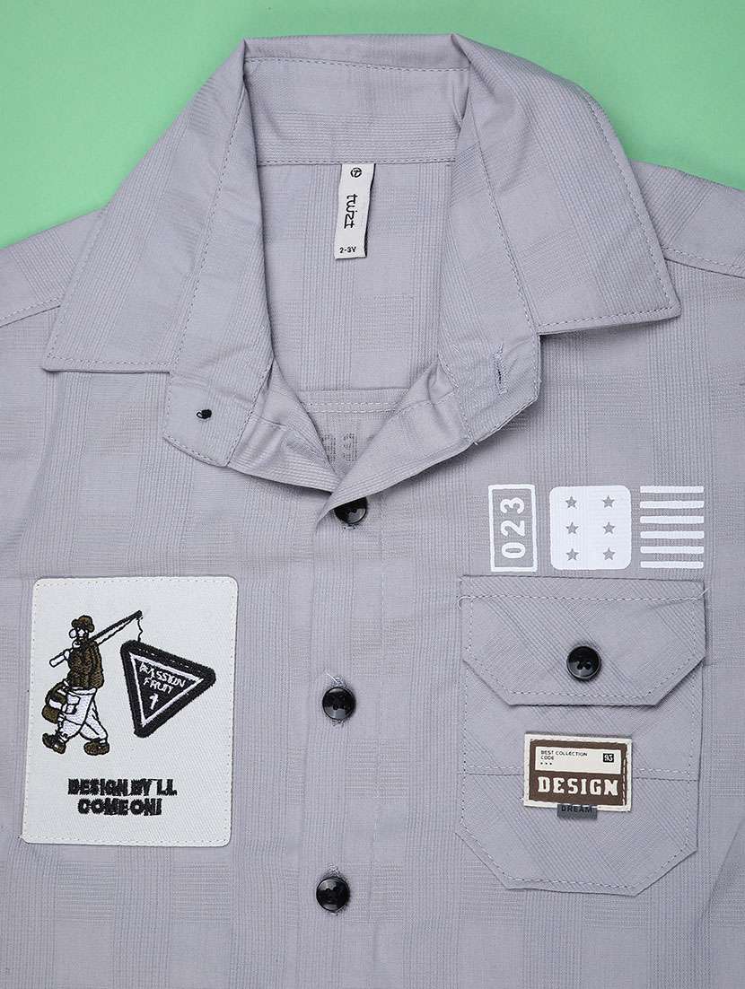 boys printed collared long sleeve shirt - 22273119 -  Standard Image - 2