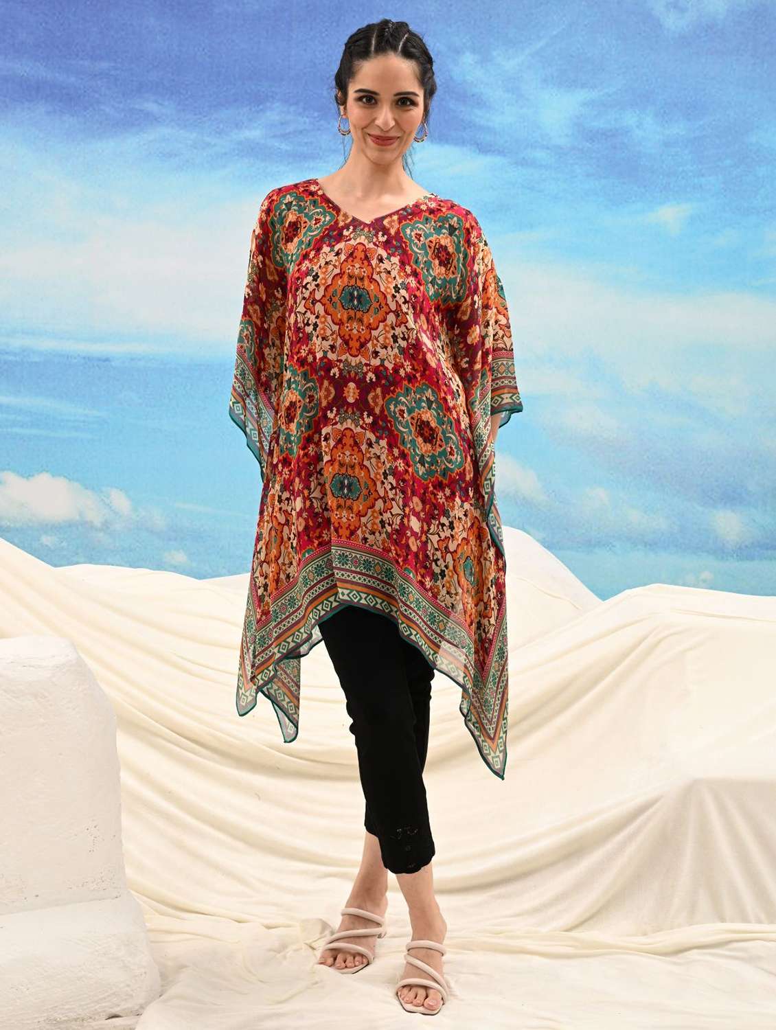women printed kimono sleeve kaftan tunic - 22273674 -  Standard Image - 2