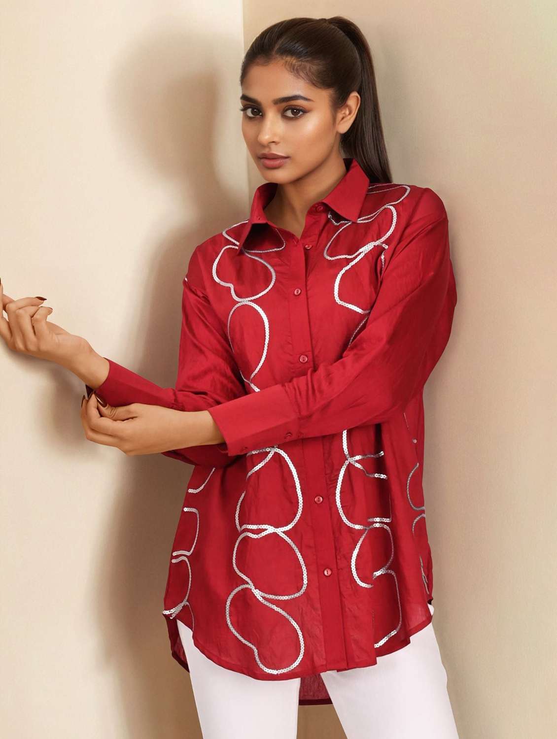 women collared long sleeve regular shirt - 22273754 -  Standard Image - 2