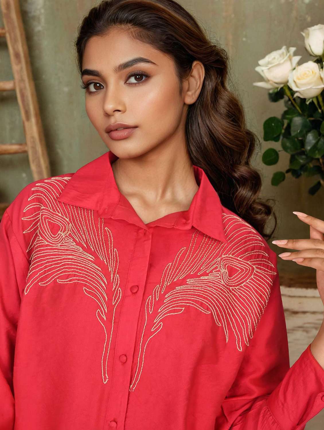 women collared long sleeve high low shirt - 22273755 -  Standard Image - 2