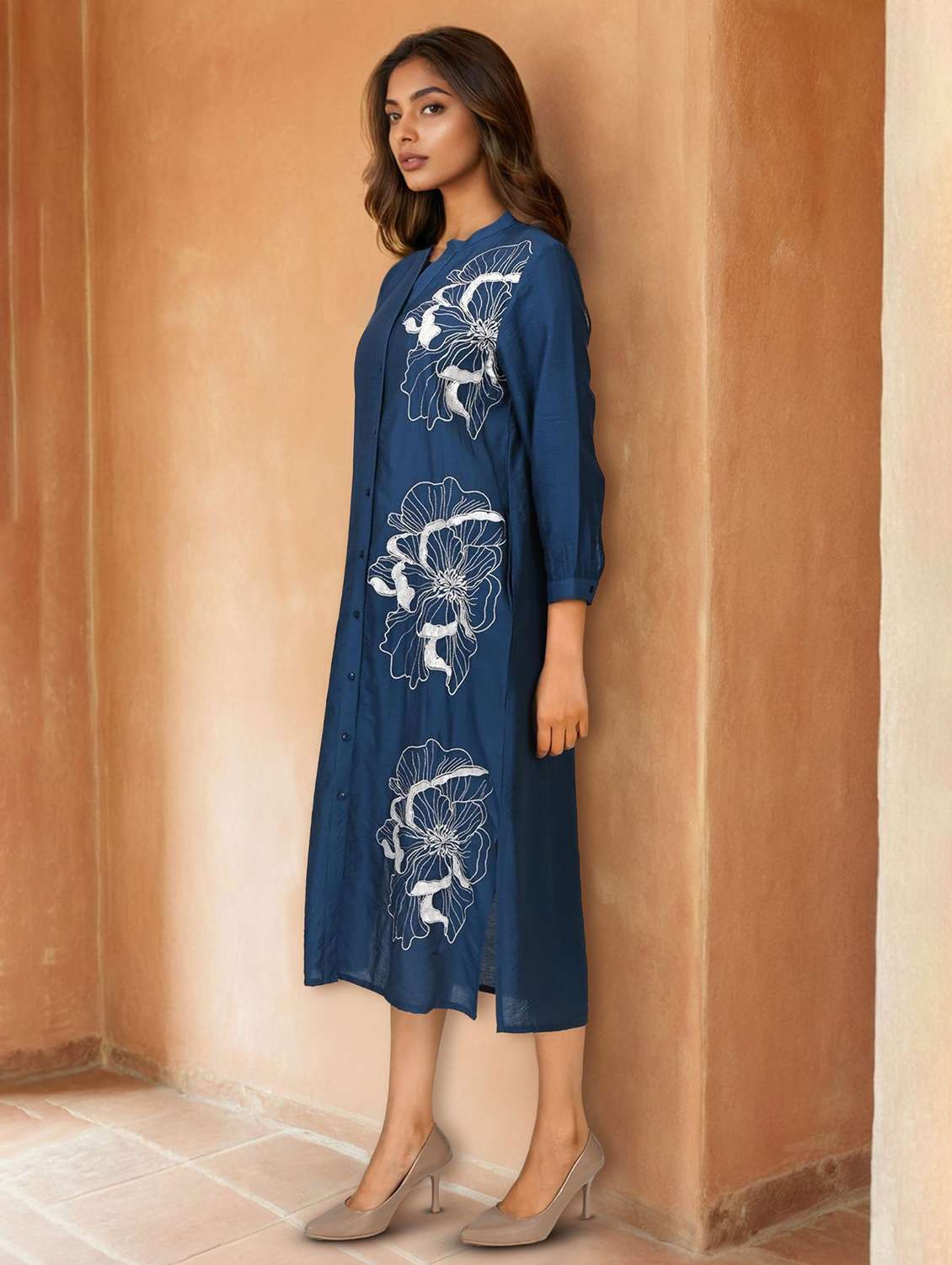 women embroidered long sleeve shirt dress - 22273779 -  Standard Image - 2