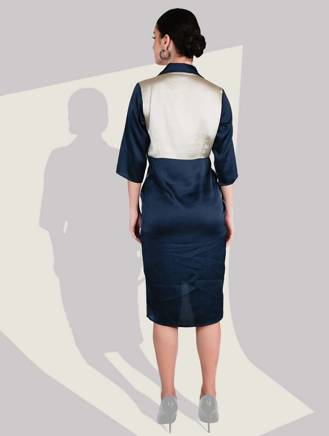 women color blocked three quartre sleeve wrap dress - 22273786 -  Standard Image - 2