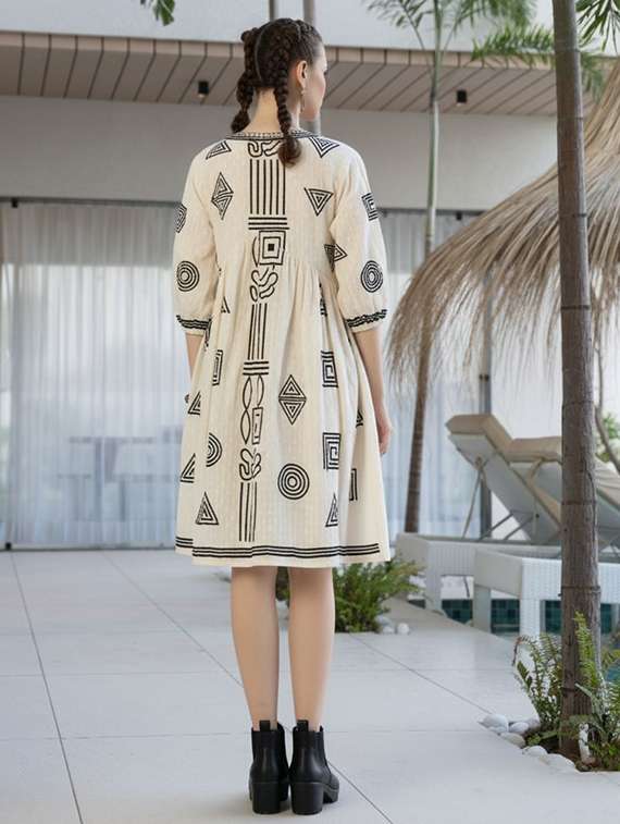 women embroidered puff sleeve fit & flare dress - 22273792 -  Standard Image - 2