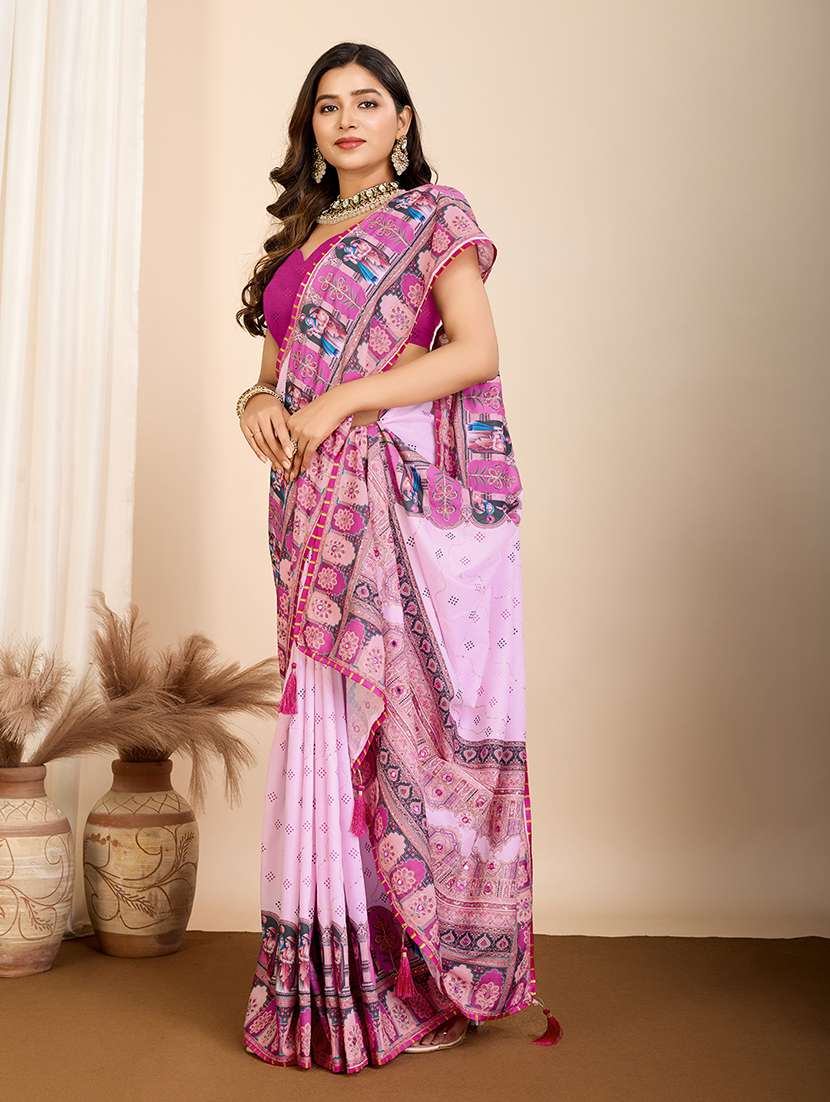 women printed embroidered saree with blouse - 22274018 -  Standard Image - 2