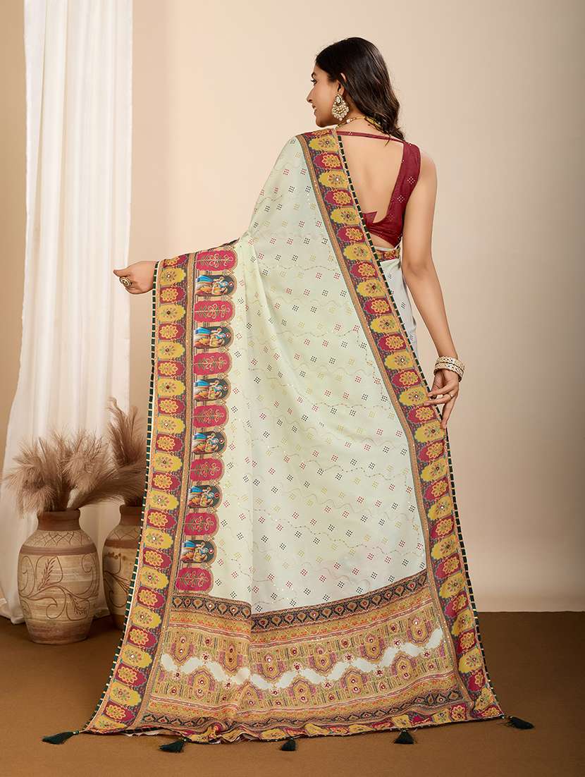 women printed embroidered saree with blouse - 22274019 -  Standard Image - 2
