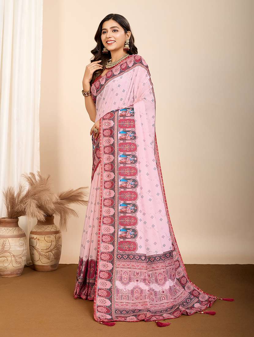 women printed embroidered saree with blouse - 22274021 -  Standard Image - 2