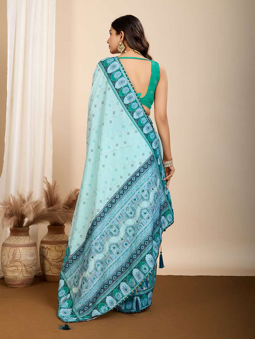 women printed embroidered saree with blouse - 22274022 -  Standard Image - 2