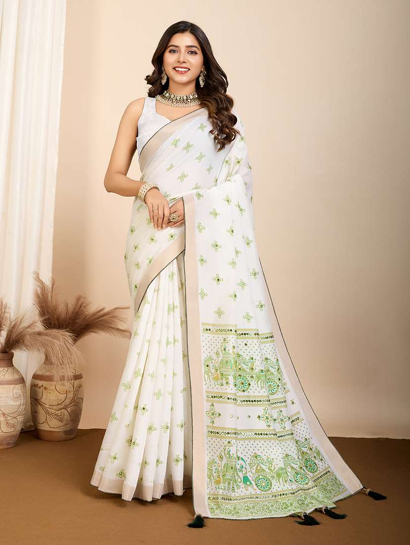 women printed casual wear saree with blouse