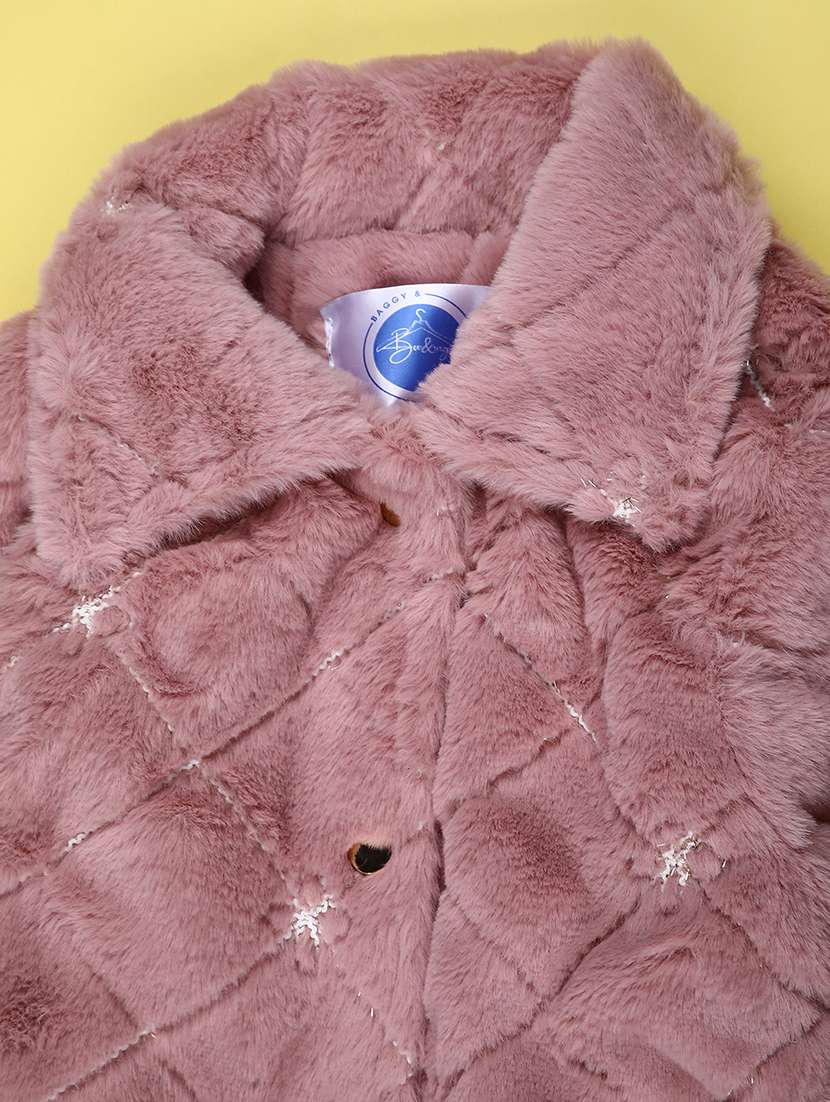 girls solid long sleeve fur jacket - 22274231 -  Standard Image - 2