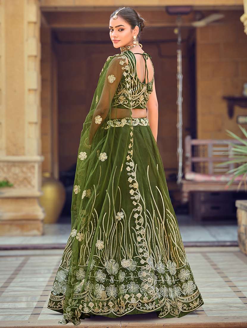 women solid with work semi stitched flared lehenga - 22274246 -  Standard Image - 2