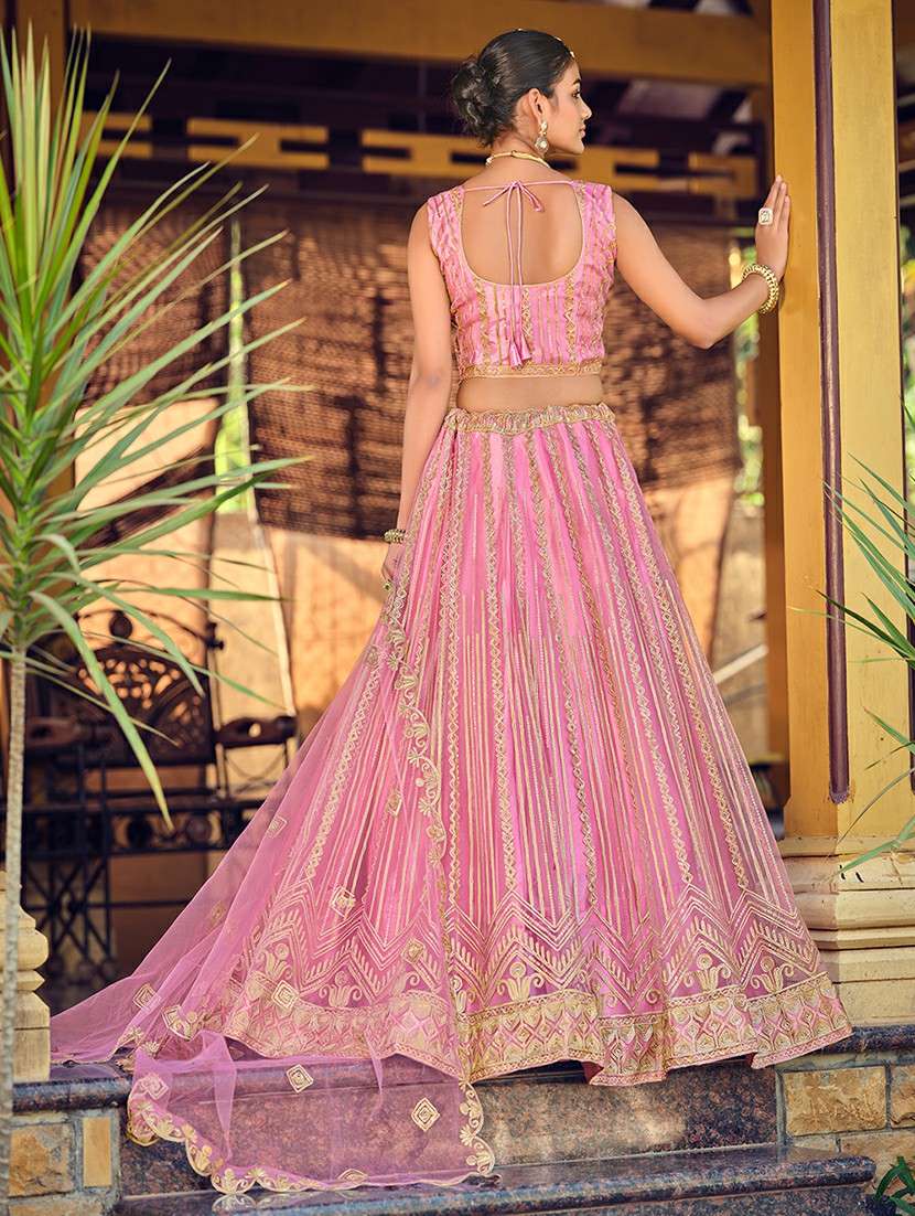 women solid with work semi stitched flared lehenga - 22274247 -  Standard Image - 2