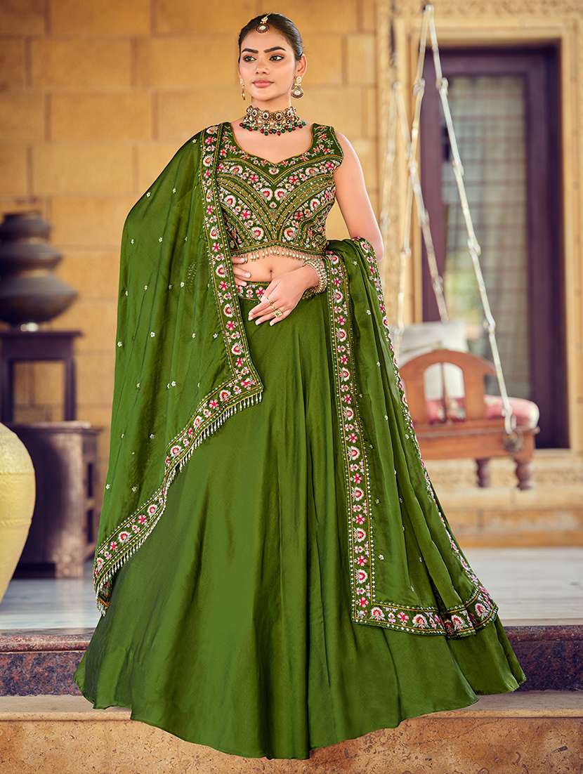 women solid semi stitched flared lehenga