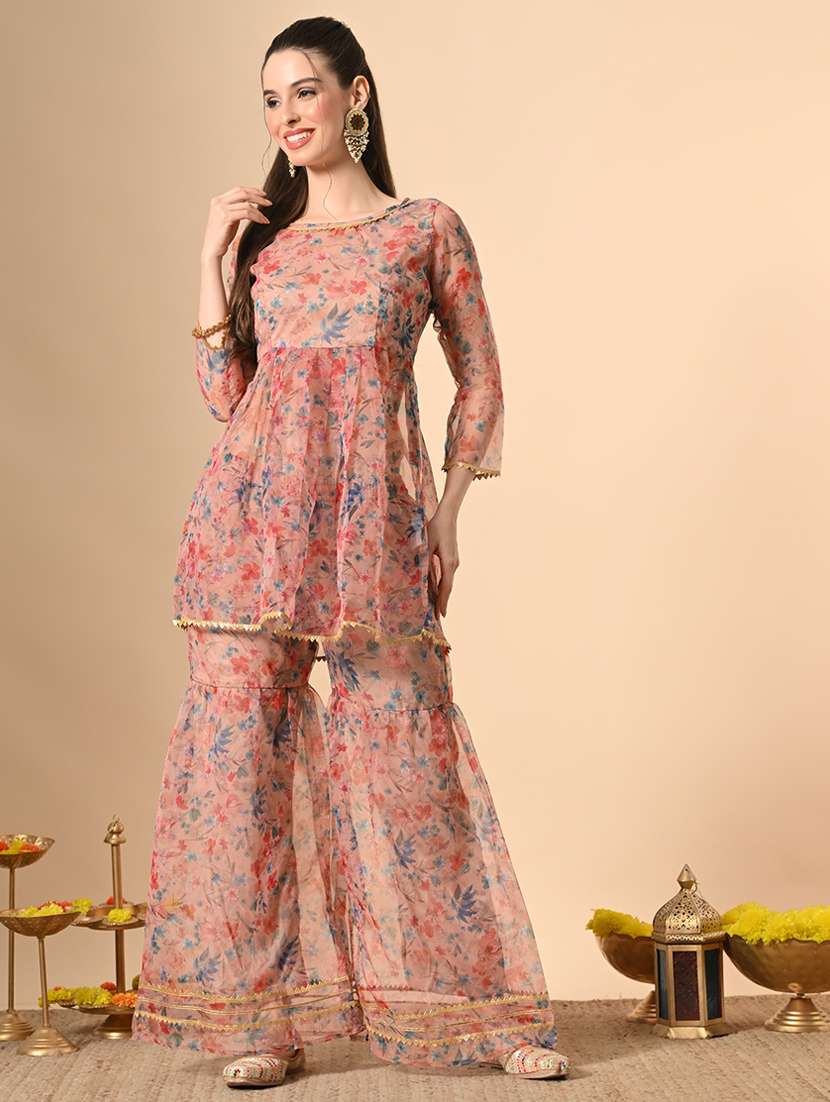 women floral print kurta and sharara with dupatta  - 22274269 -  Standard Image - 2