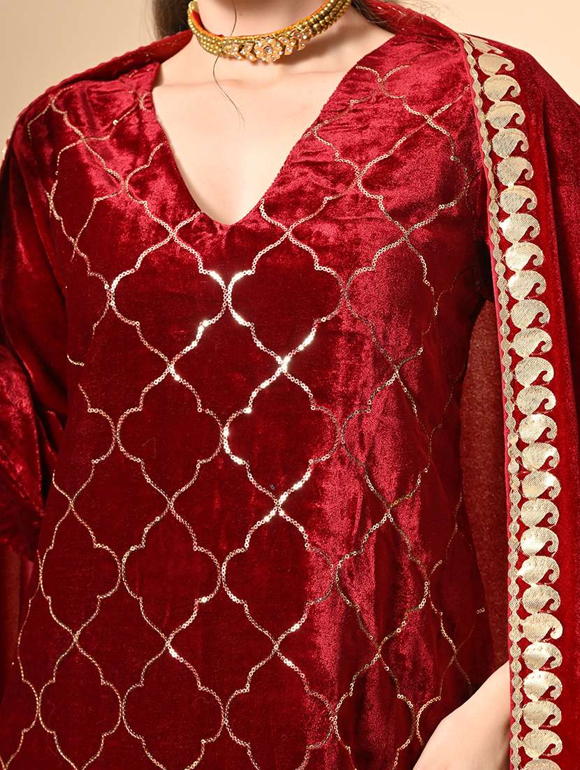 women embroidered kurta and palazzo with dupatta  - 22274271 -  Standard Image - 7