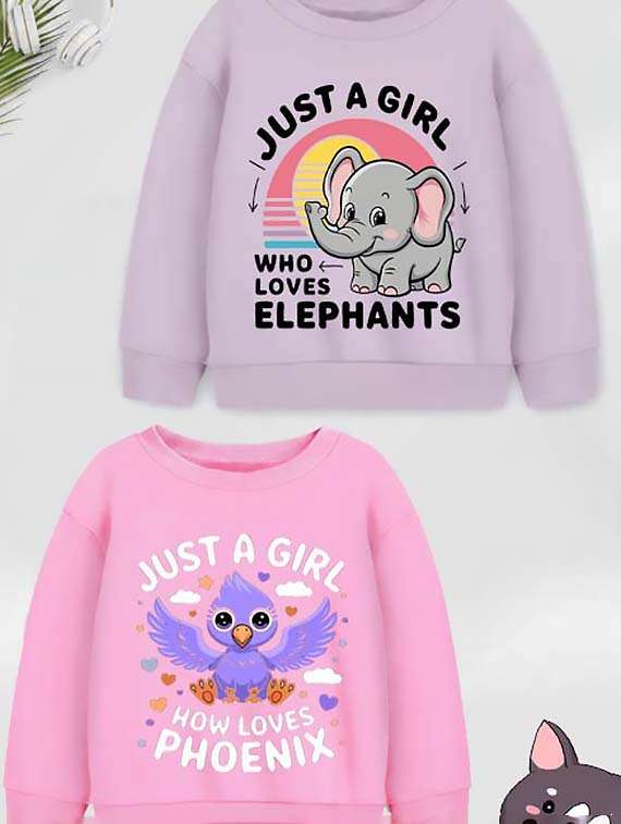 girls pack of 2 printed long sleeve sweatshirt  - 22274372 -  Standard Image - 2