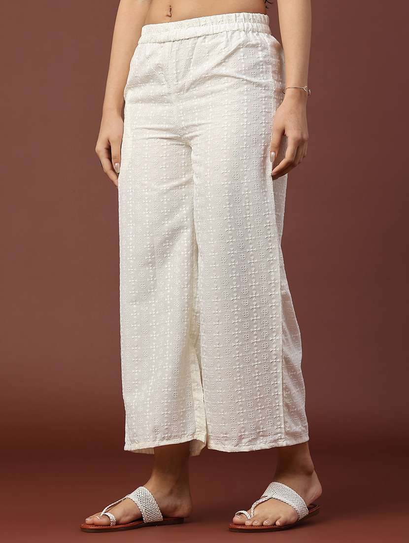 women solid with work mid rise straight palazzo - 22274641 -  Standard Image - 2