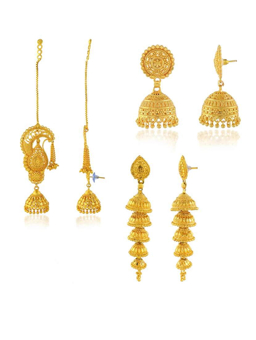 women pack of 3 gold plated earrings - 22275221 -  Standard Image - 2