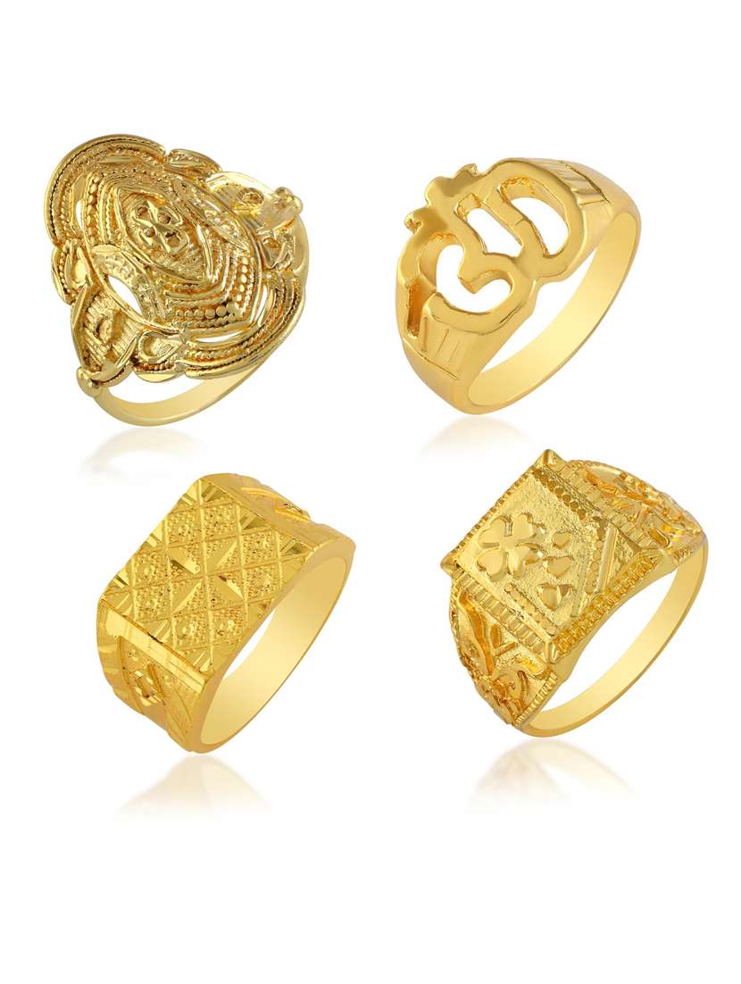 women pack of 4 gold brass finger ring - 22275223 -  Standard Image - 2