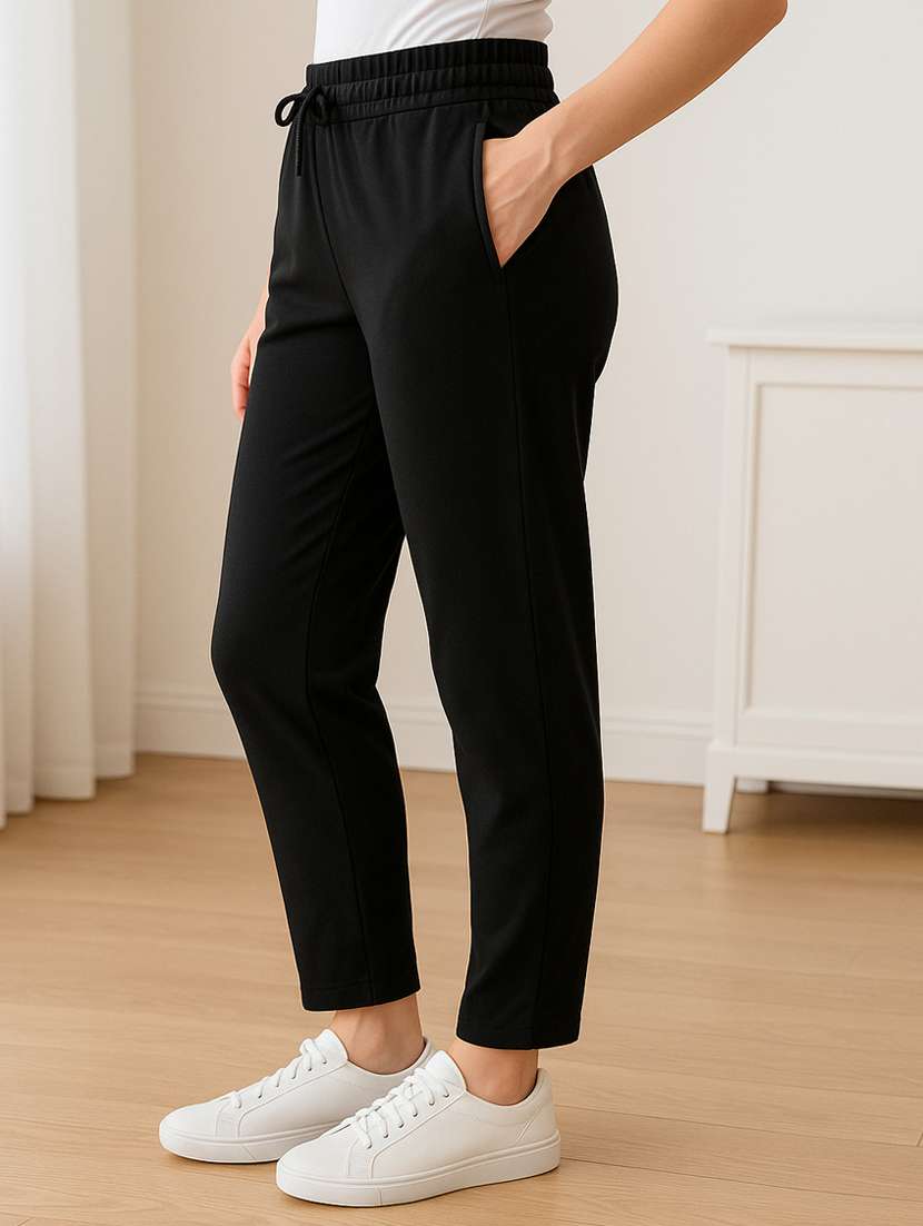 women solid mid rise track pant - 22275294 -  Standard Image - 2