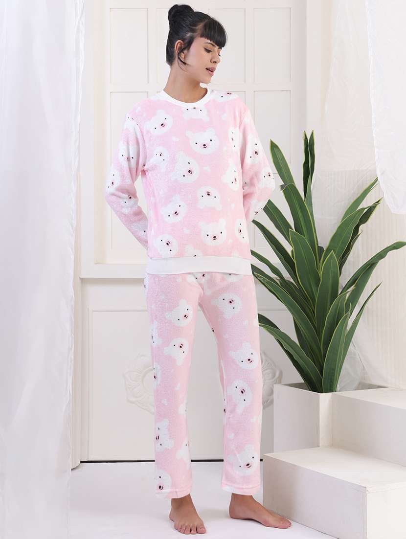 women printed winter wear nightwear pyjama set - 22275306 -  Standard Image - 2