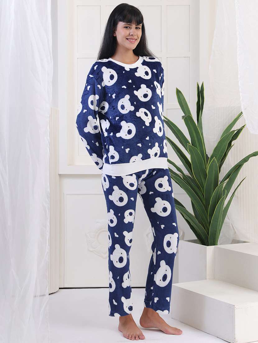 women printed winter wear nightwear pyjama set - 22275308 -  Standard Image - 2