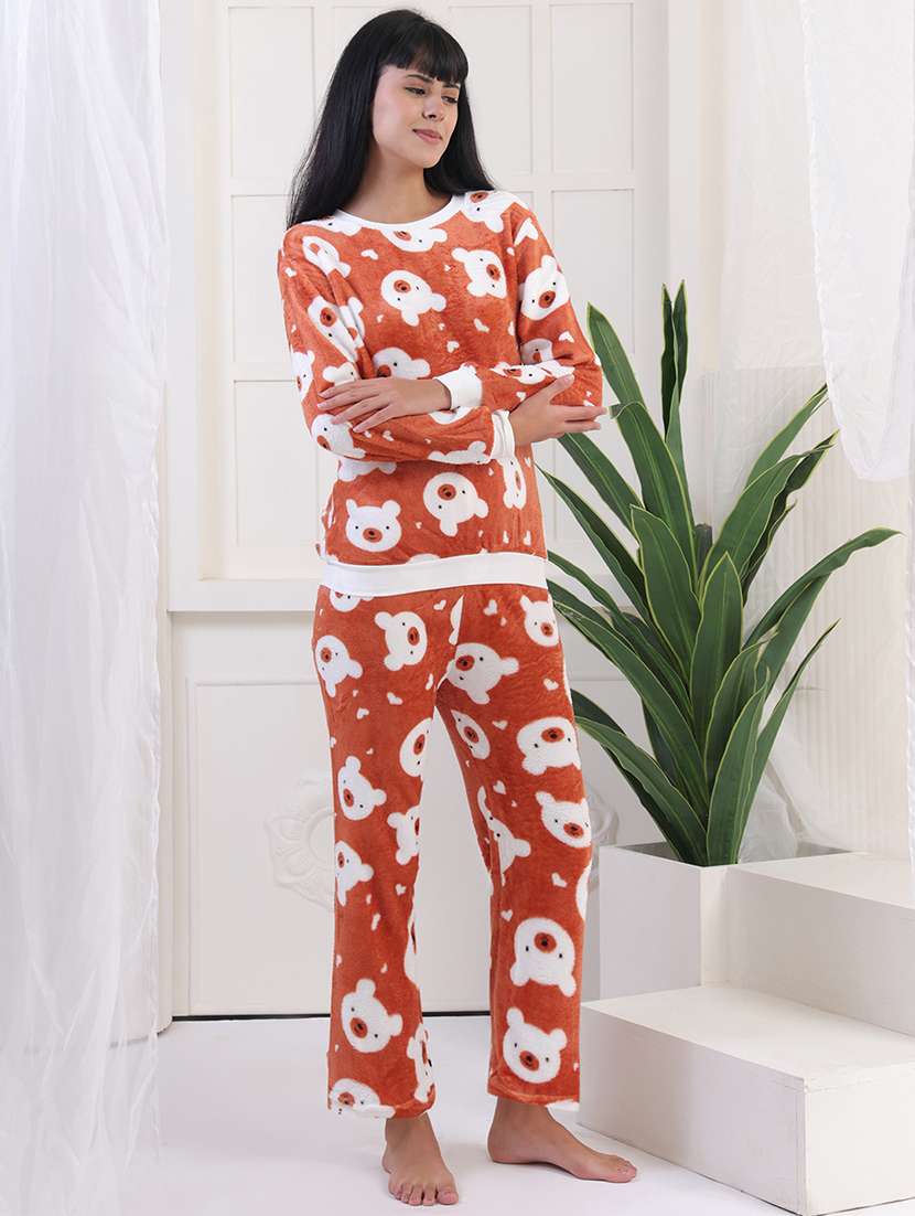 women printed winter wear nightwear pyjama set - 22275310 -  Standard Image - 2