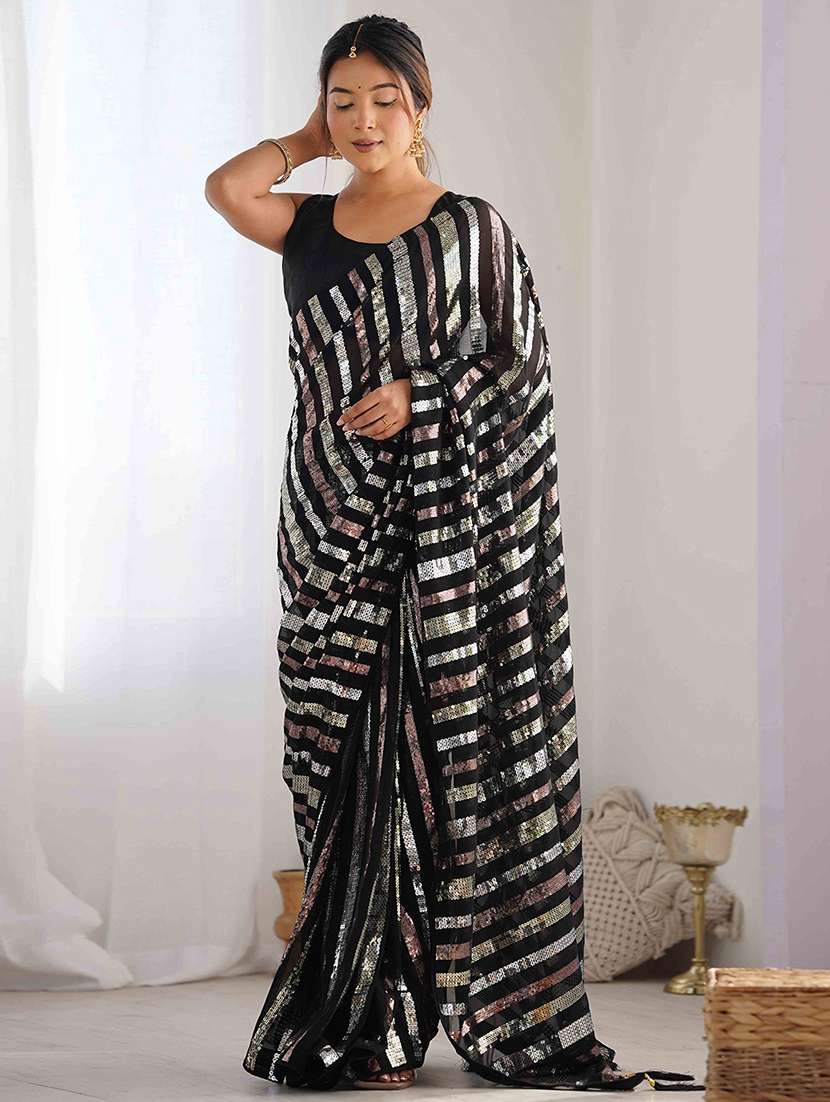 women solid with work embellished saree with blouse - 22275438 -  Standard Image - 2