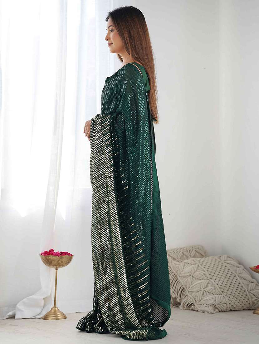 women solid with work embellished saree with blouse - 22275446 -  Standard Image - 2